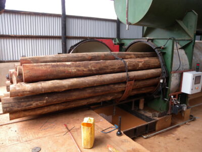 Eucalyptus Poles Entering Moldrup Creosote Impregnation Plant